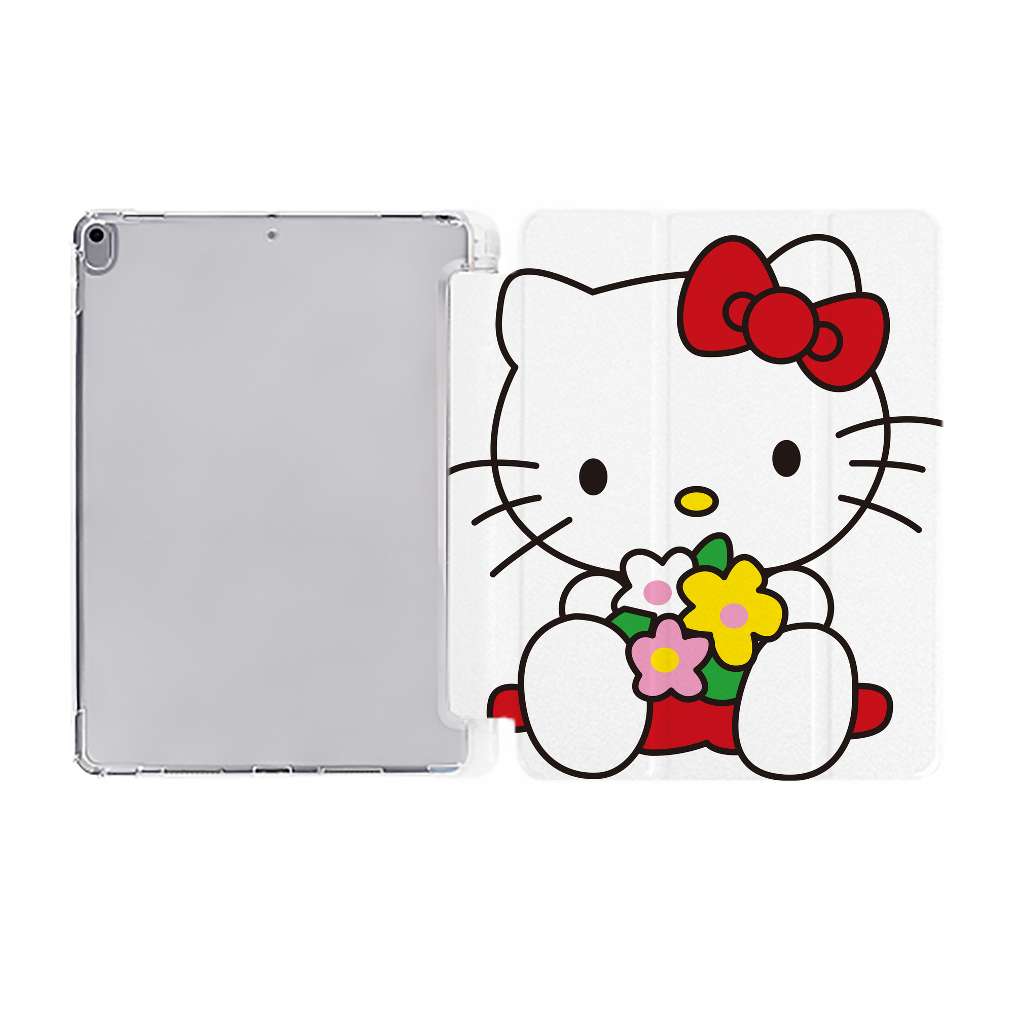 （画像用） Hello Kitty ハローキティ IPad ケース ペン収納付き 三つ折りスタンド PUレザー×シリコン 対応機種9.5/10.5/10.9インチ